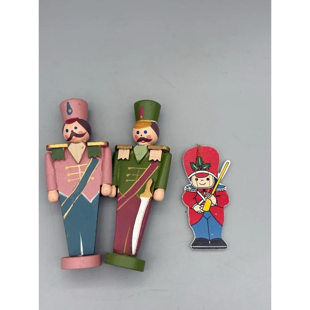 VTG Christmas Ornaments Lot 17 Brass Horse Wood Nutcracker Soldier Humpty Dumpty